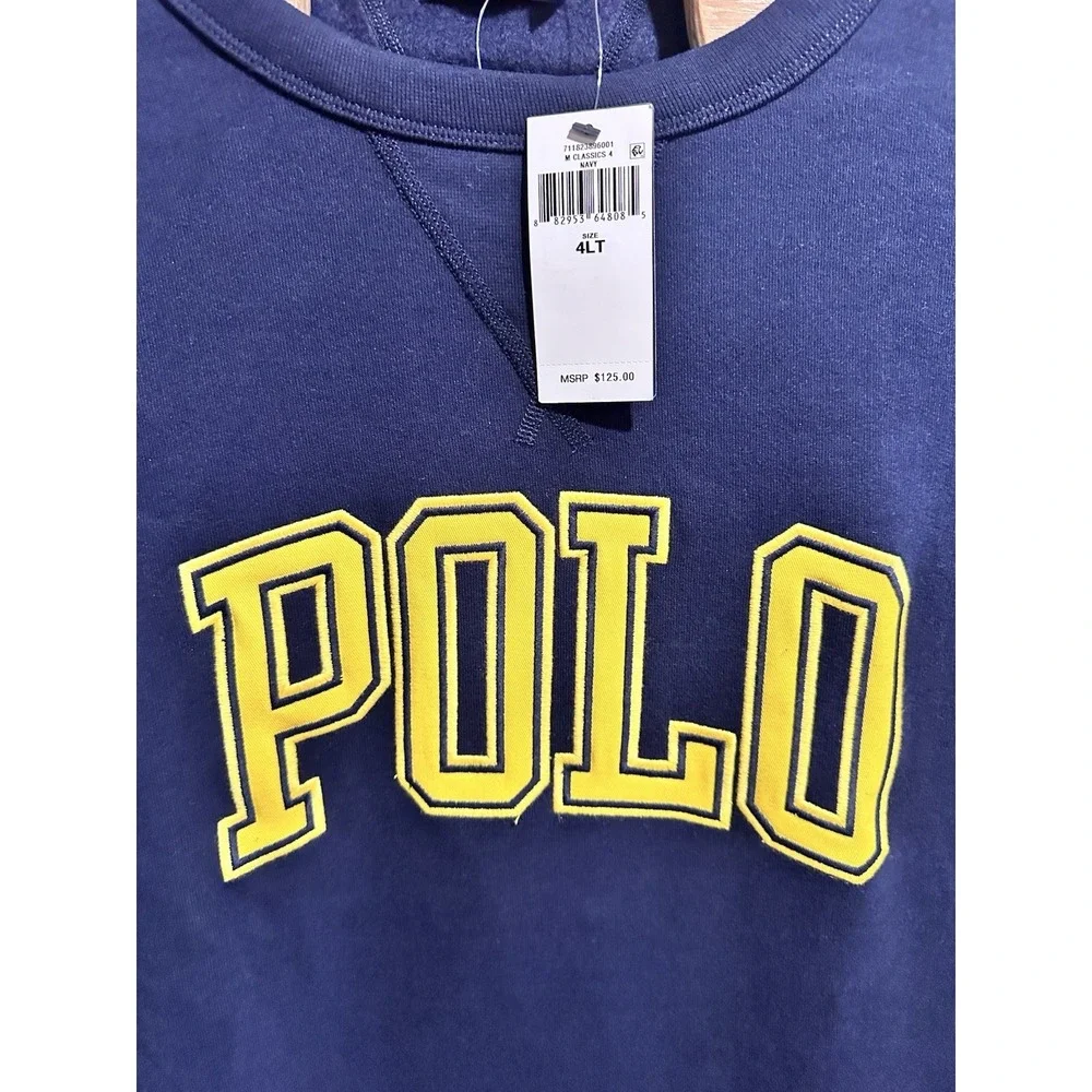 Polo Ralph Lauren Mens Crewneck Sweatshirt 4XLT Polo‎ Spell Out Navy